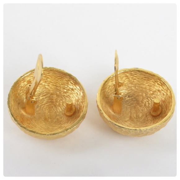 CHRISTIAN DIOR hand hammered 14k gold plated clips - Picture 4 of 8